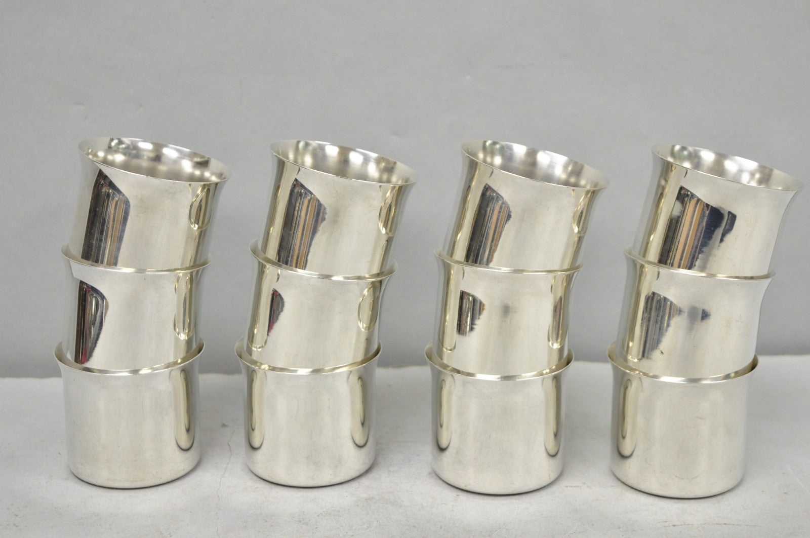 International Silver Mid Century Modern Silver Plated Punch Bowl Cups, Set of 12