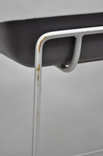 Turnstone by Steelcase Metal Scoop Barstool Stool w/ Green Cushion - Set of 3