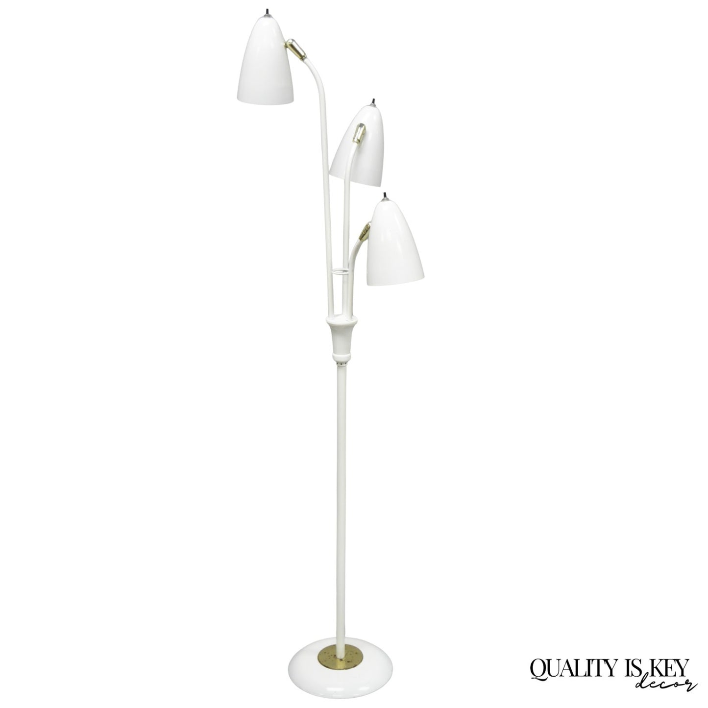 Gerald Thurston for Lightolier Mid Century Modern White Metal Pole Floor Lamp