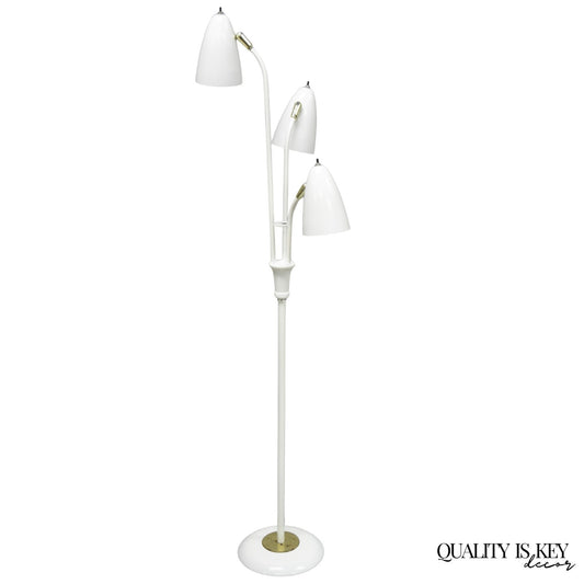 Gerald Thurston for Lightolier Mid Century Modern White Metal Pole Floor Lamp