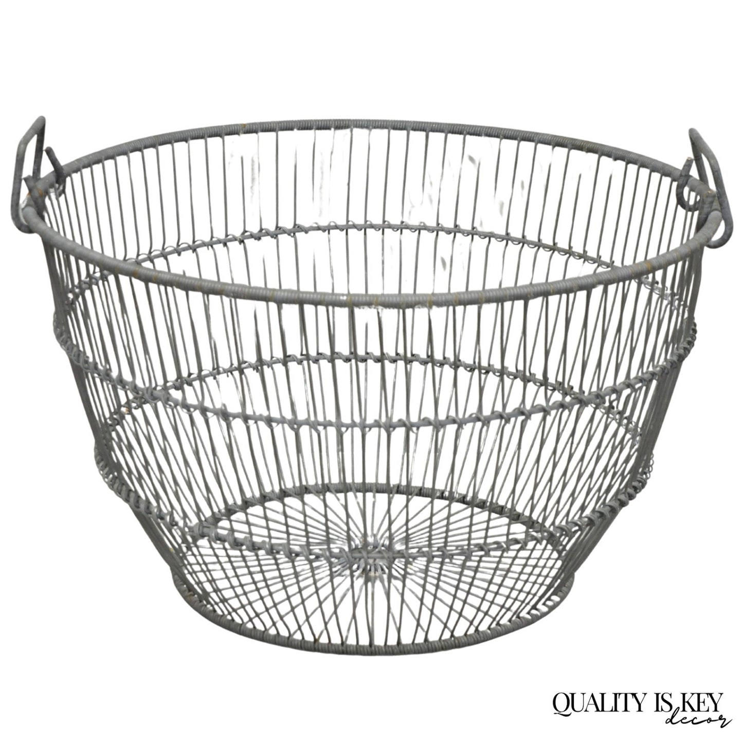 Vintage Industrial Modern Large 24" Metal Wire Oyster Clam Throw Blanket Basket