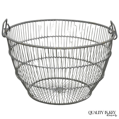 Vintage Industrial Modern Large 24" Metal Wire Oyster Clam Throw Blanket Basket