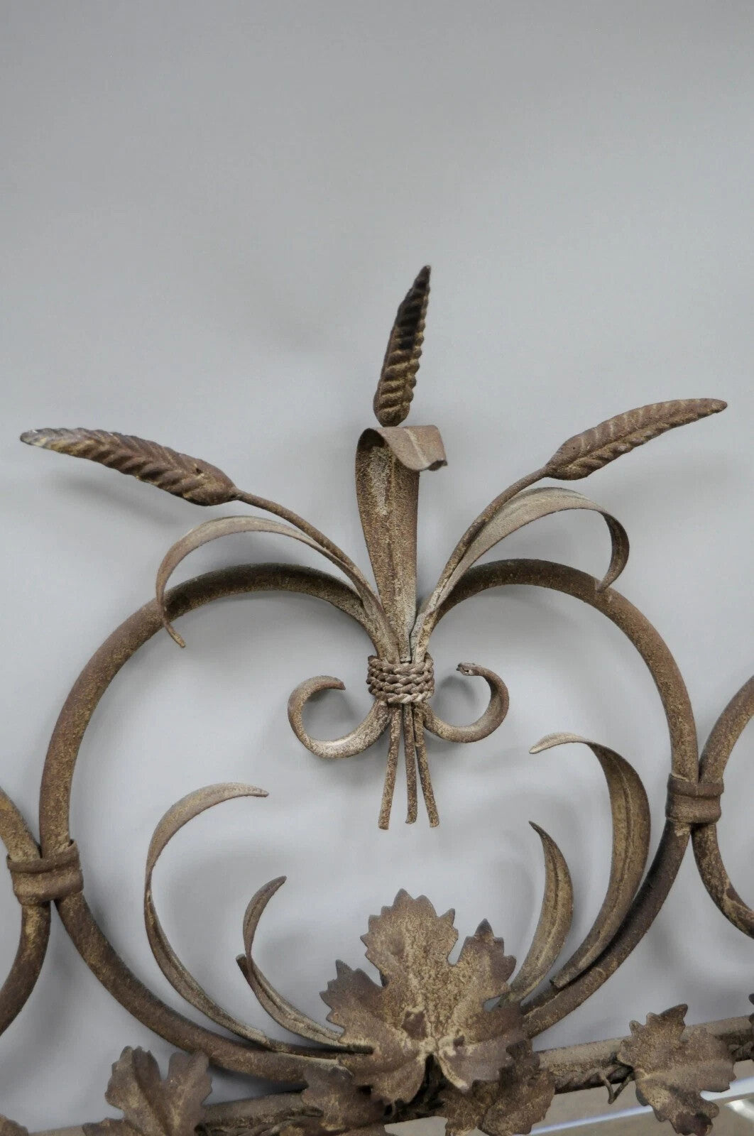 French Country Style Iron Metal Scroll Italian Wheat Sheaf 50" Large Wall Mirror