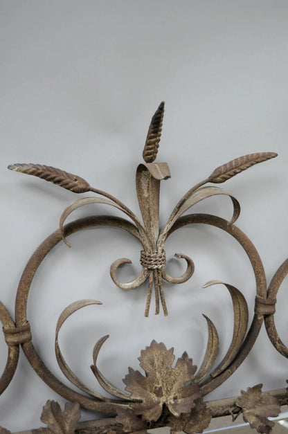 French Country Style Iron Metal Scroll Italian Wheat Sheaf 50" Large Wall Mirror