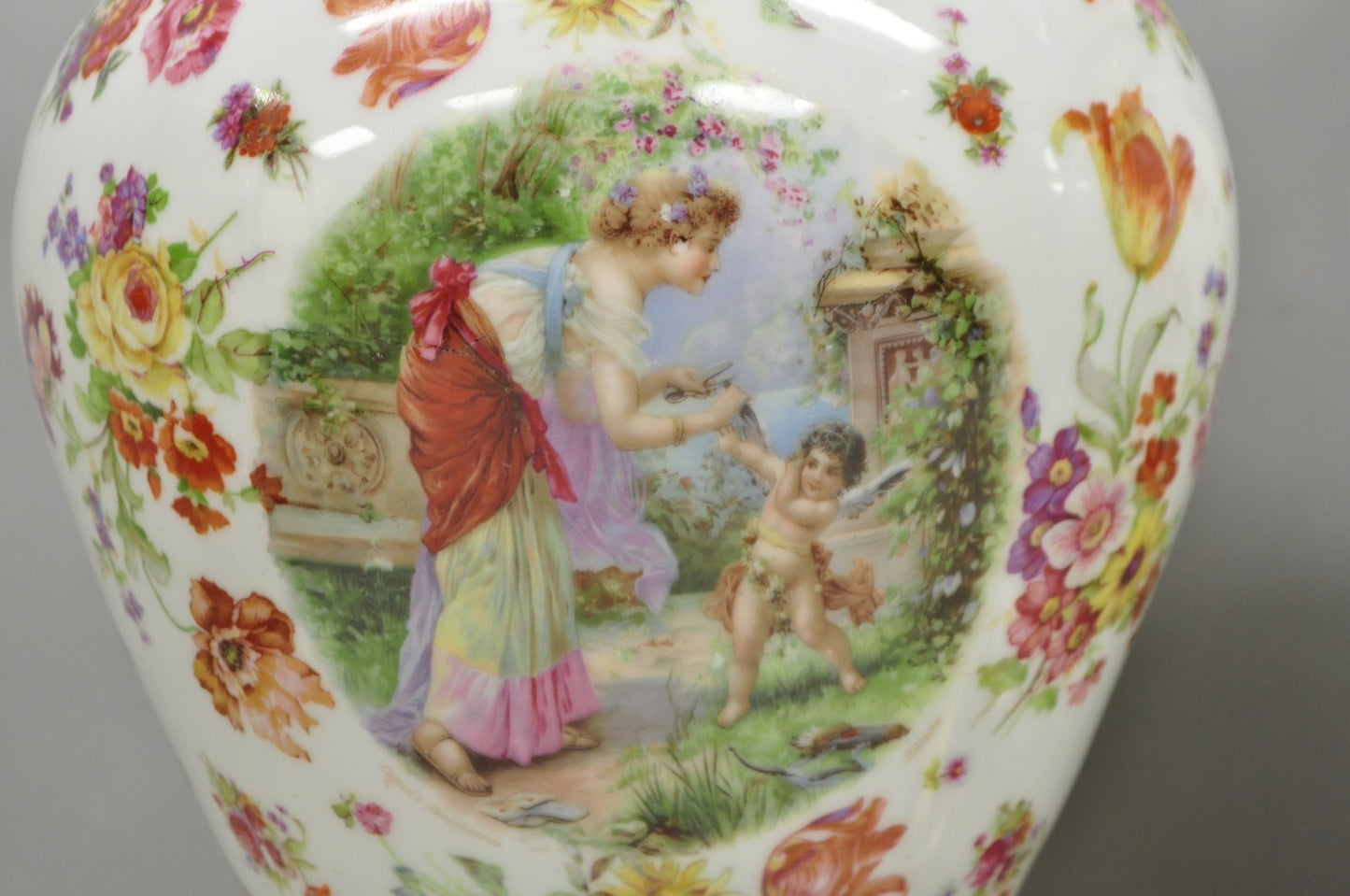 Victorian German Porcelain Ginger Jar Vase Meissen attr. French Table Lamp Pair