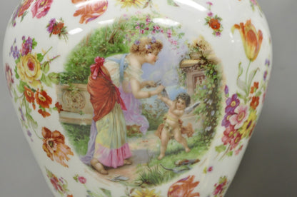 Victorian German Porcelain Ginger Jar Vase Meissen attr. French Table Lamp Pair