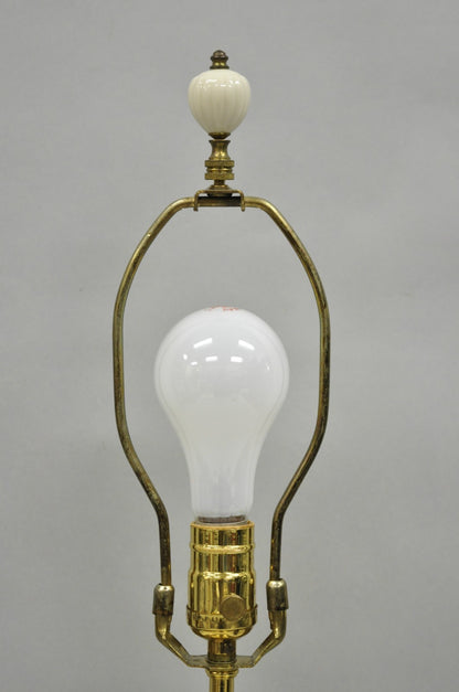 Lenox USA Vintage Porcelain and Brass Cream Jardinierie Decorated Table Lamp