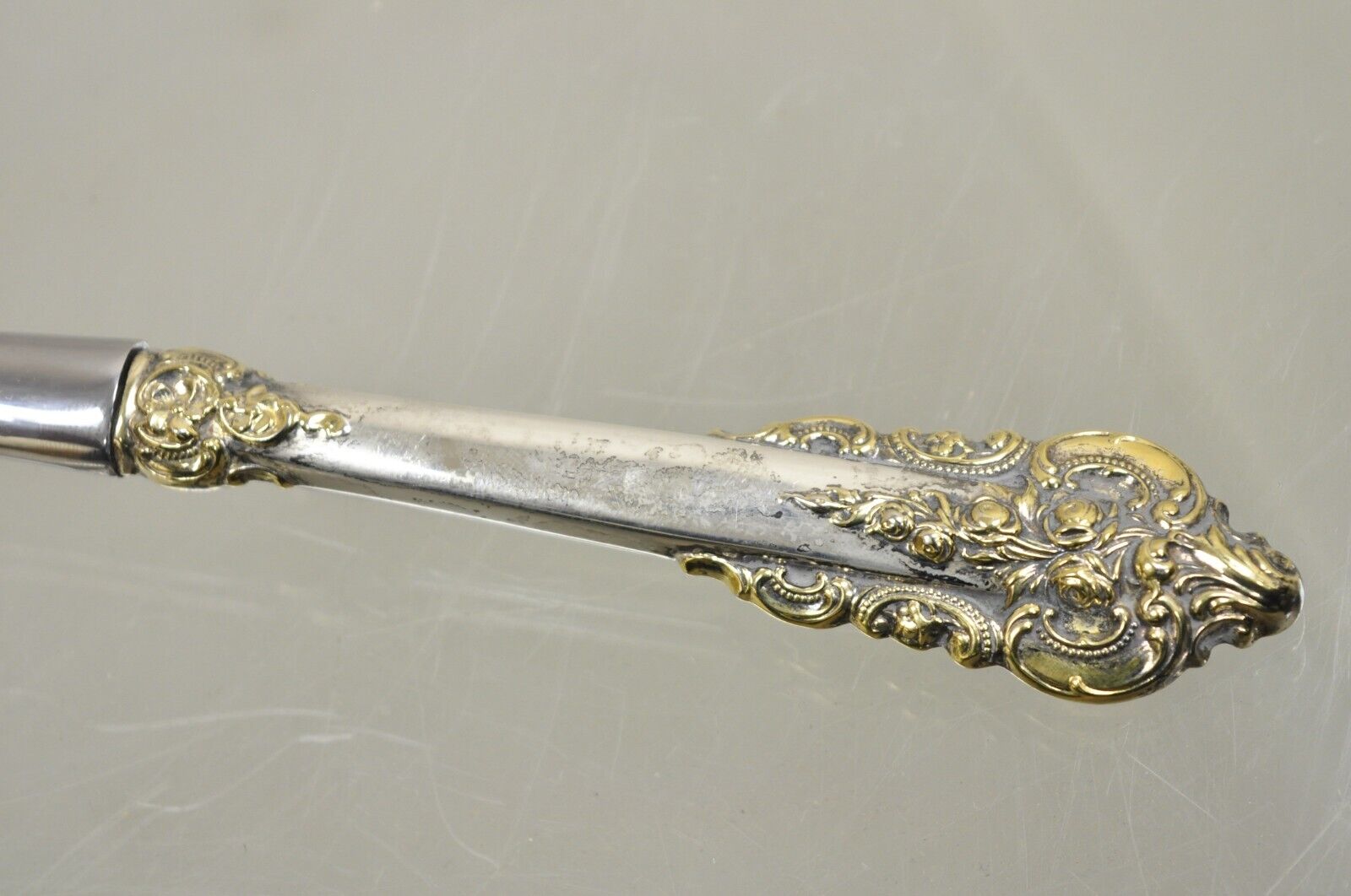 Antique Victorian Style Silver Plated Gold Repousse Ladle Serving Spoon