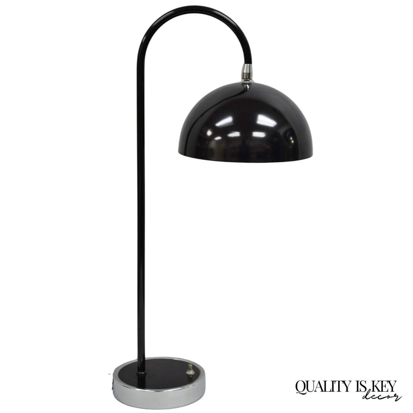 Vintage Mid Century Modern Black Arc Chrome Metal Table Desk Lamp
