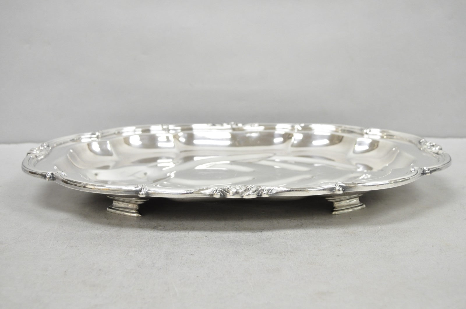 Vintage Silver Plated Scalloped Oval "Stag/Deer" Meat Serving Platter Tray