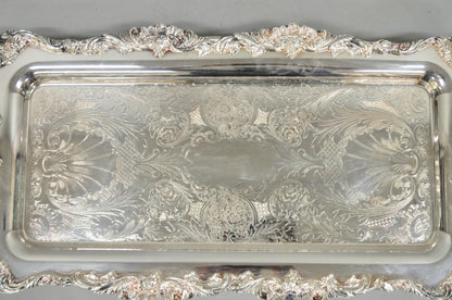 Vintage Leonard Victorian Ornate Silver Plated Narrow Trinket Dish Bar Tray