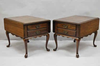 Vintage Pennsylvania House Cherry Wood Drop Leaf Pembroke End Tables - a Pair