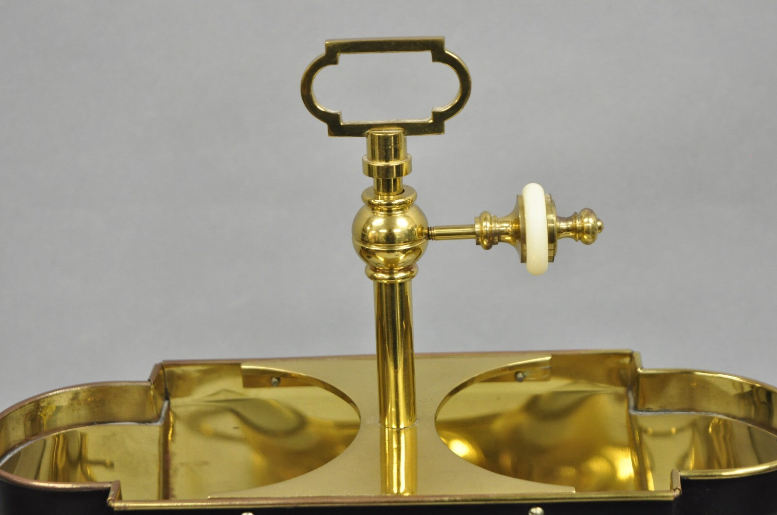 Vintage French Empire Brass Candlestick Tole Metal Bouillotte Desk Table Lamp