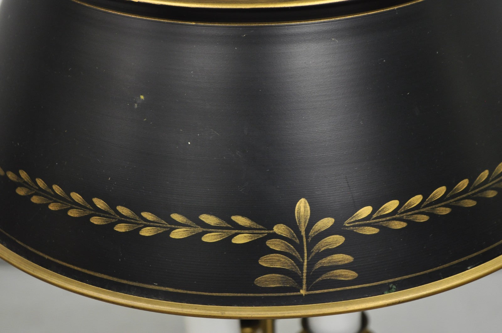 Vintage French Country Brass Tole Metal Shade Bouillotte Candlestick Table Lamp