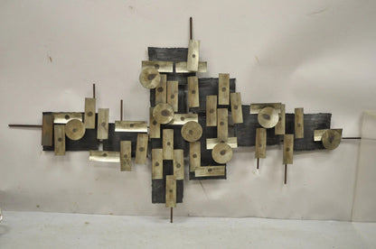 Mid Century Modern Brutalist Steel Metal 48" Wall Sculpture after Curtis Jere