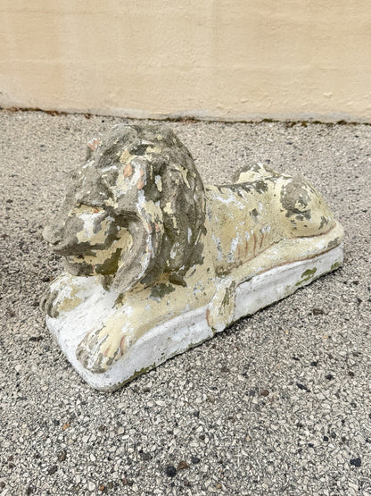 Vintage Classical Style Cast Cement Concrete Guardian Entry Lions - Pair