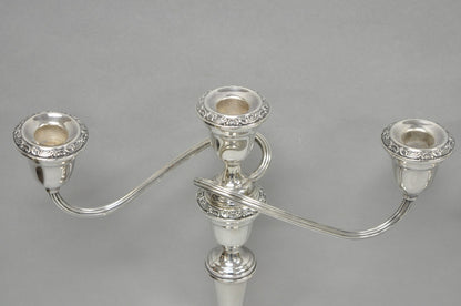 Vintage Gorham YC3021 Silver Plated 3 Arm Convertible Candelabra - a Pair