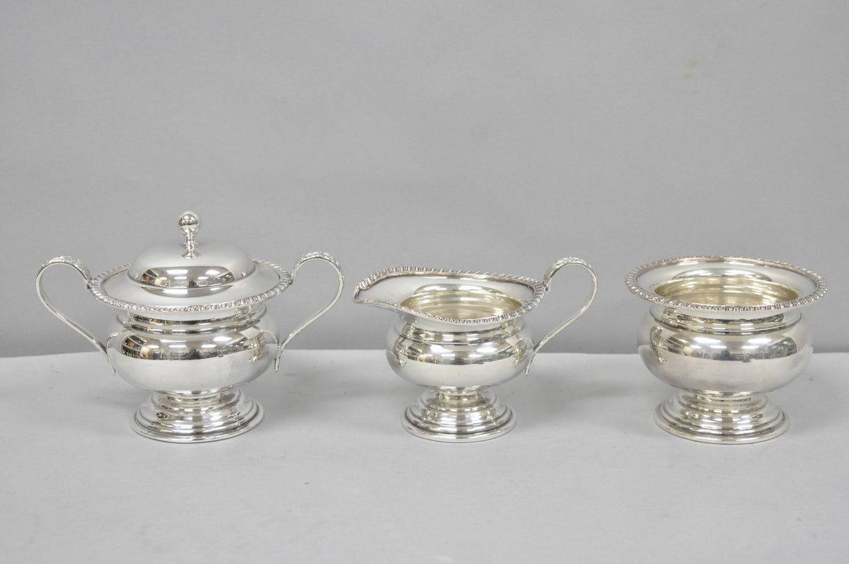 Vintage English Sheffield Edwardian Silver Plated Tea Set w/ Tilting Pot 7 Pcs