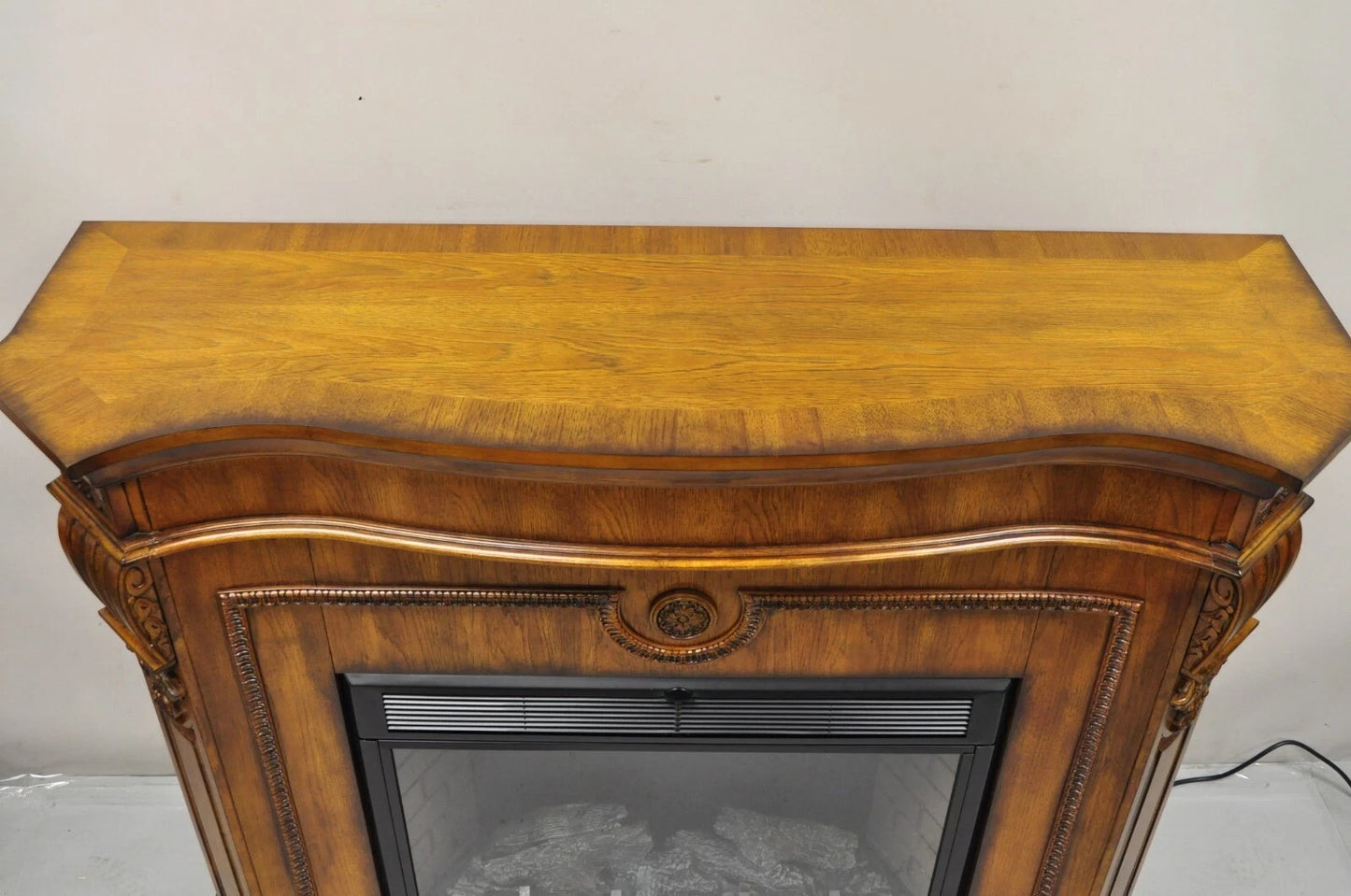 Twin Star International 62" Cherry Wood Empire Style Heater TV Stand Fireplace