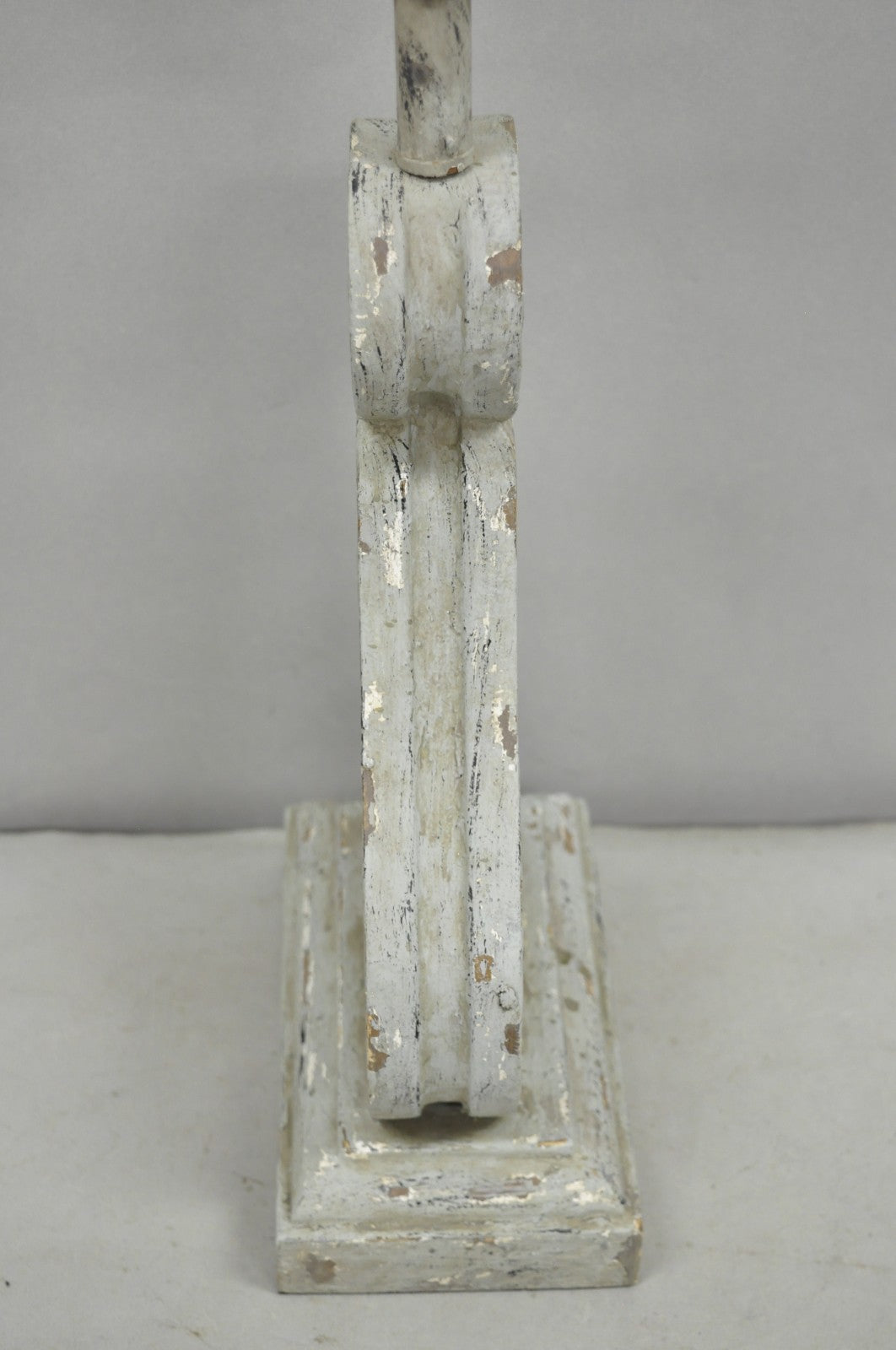 Contemporary Architectural Salvage Grey Distress Painted Wood Corbel Table Lamp