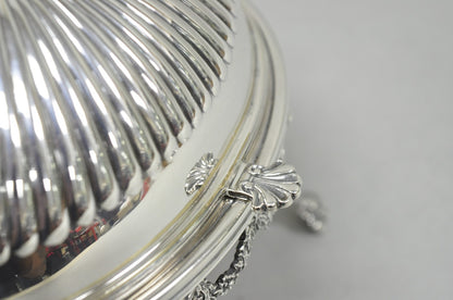 Antique English Edwardian Silver Plated Revolving Oval Serving Butter Dish