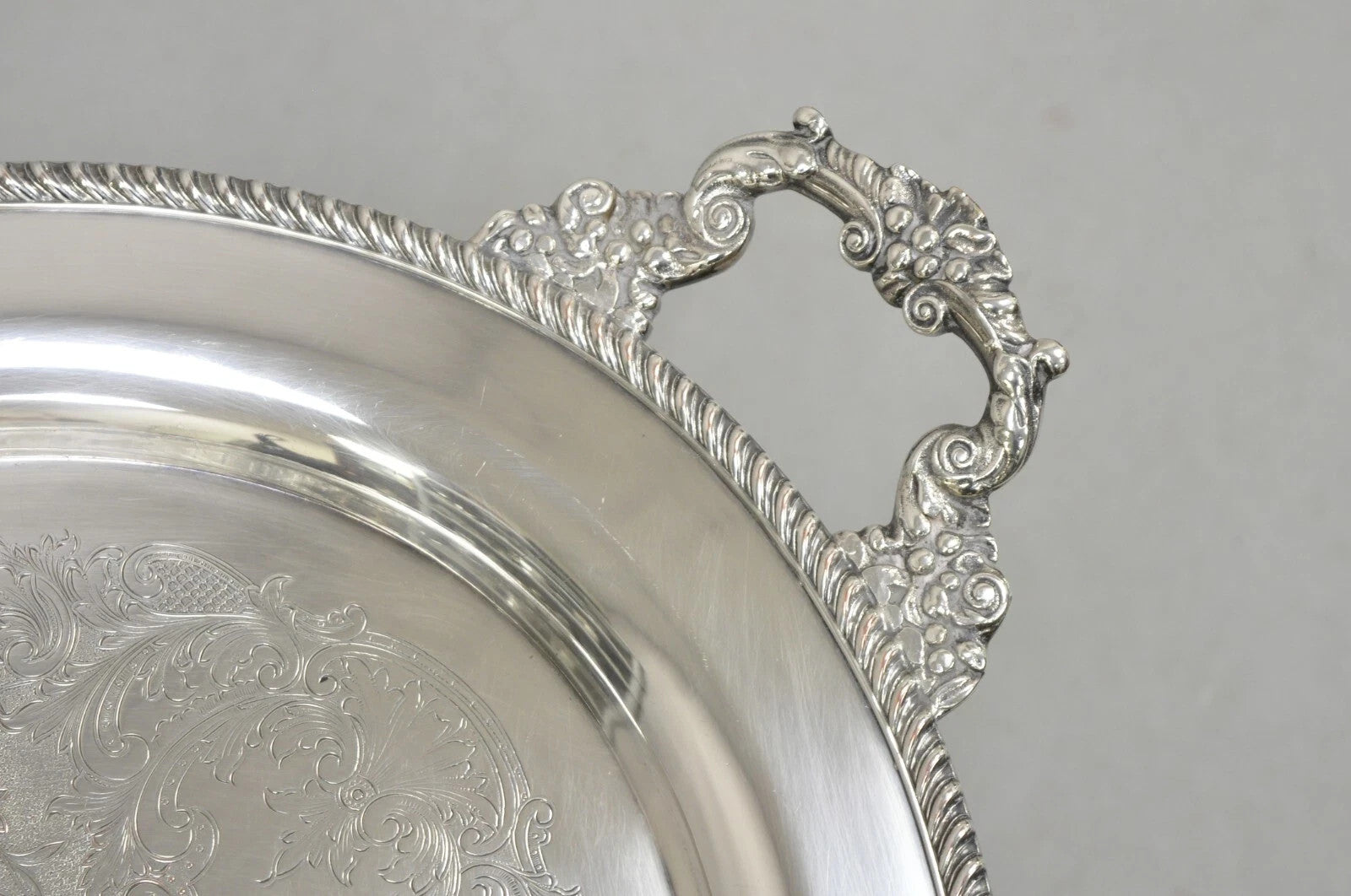 Vintage English Victorian Oval Silver Plated Serving Platter Tray by Victoria