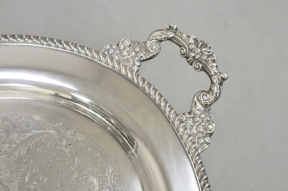 Vintage English Victorian Oval Silver Plated Serving Platter Tray by Victoria