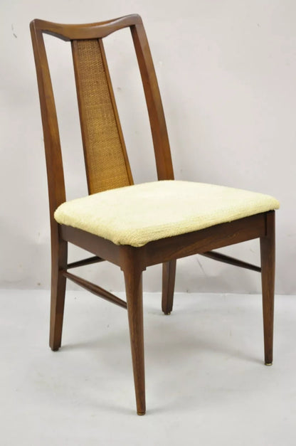 Vintage Mid Century Modern Walnut Cane Back Dining Room Side Chairs - Set of 4