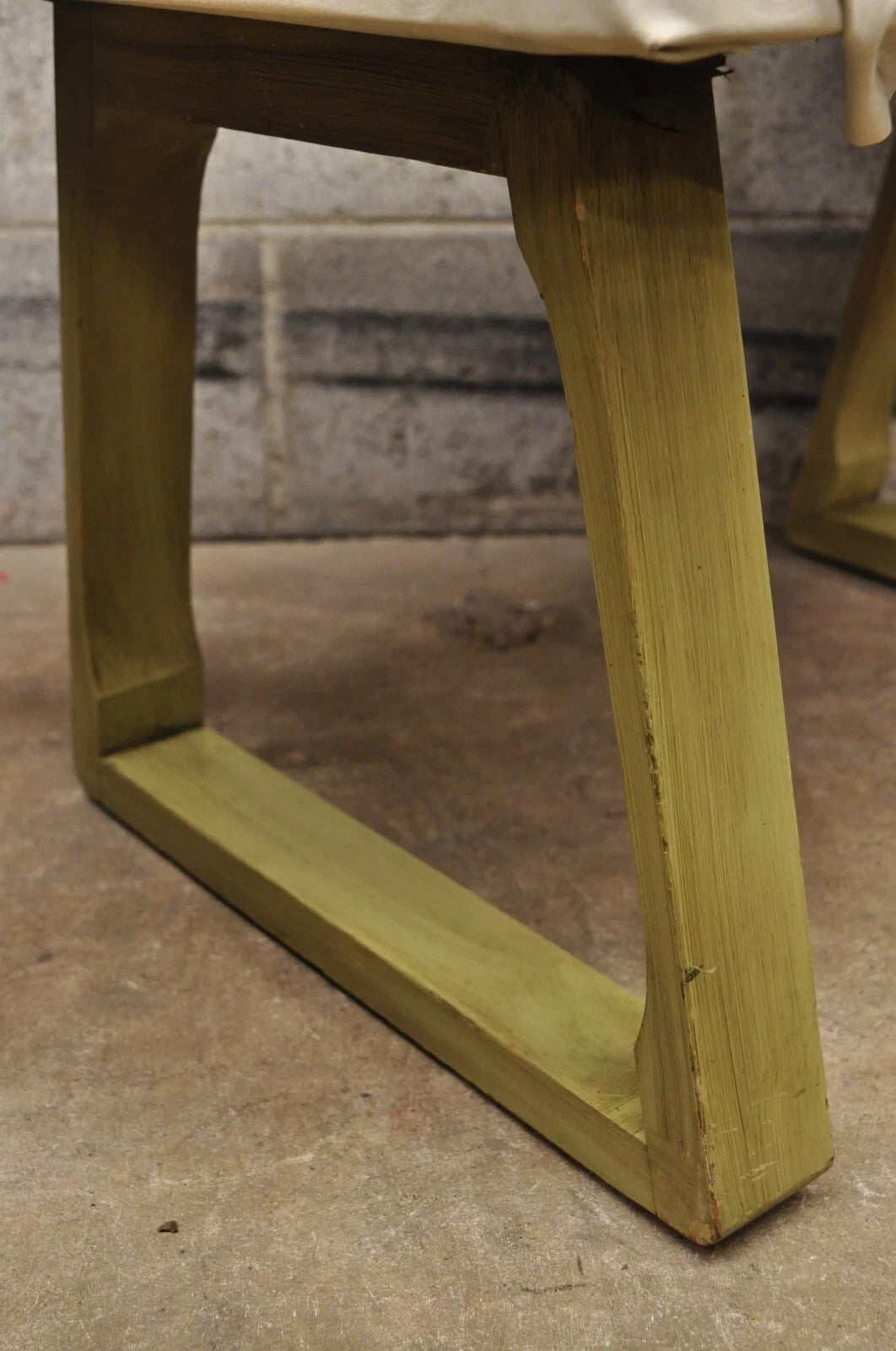 Vintage Mid Century Modern Green Painted Art Deco Vanity Bench Stool Ottoman