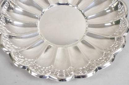 Vintage Modernist 13" Round Silver Plated Scalloped Edge Centerpiece Fruit Bowl