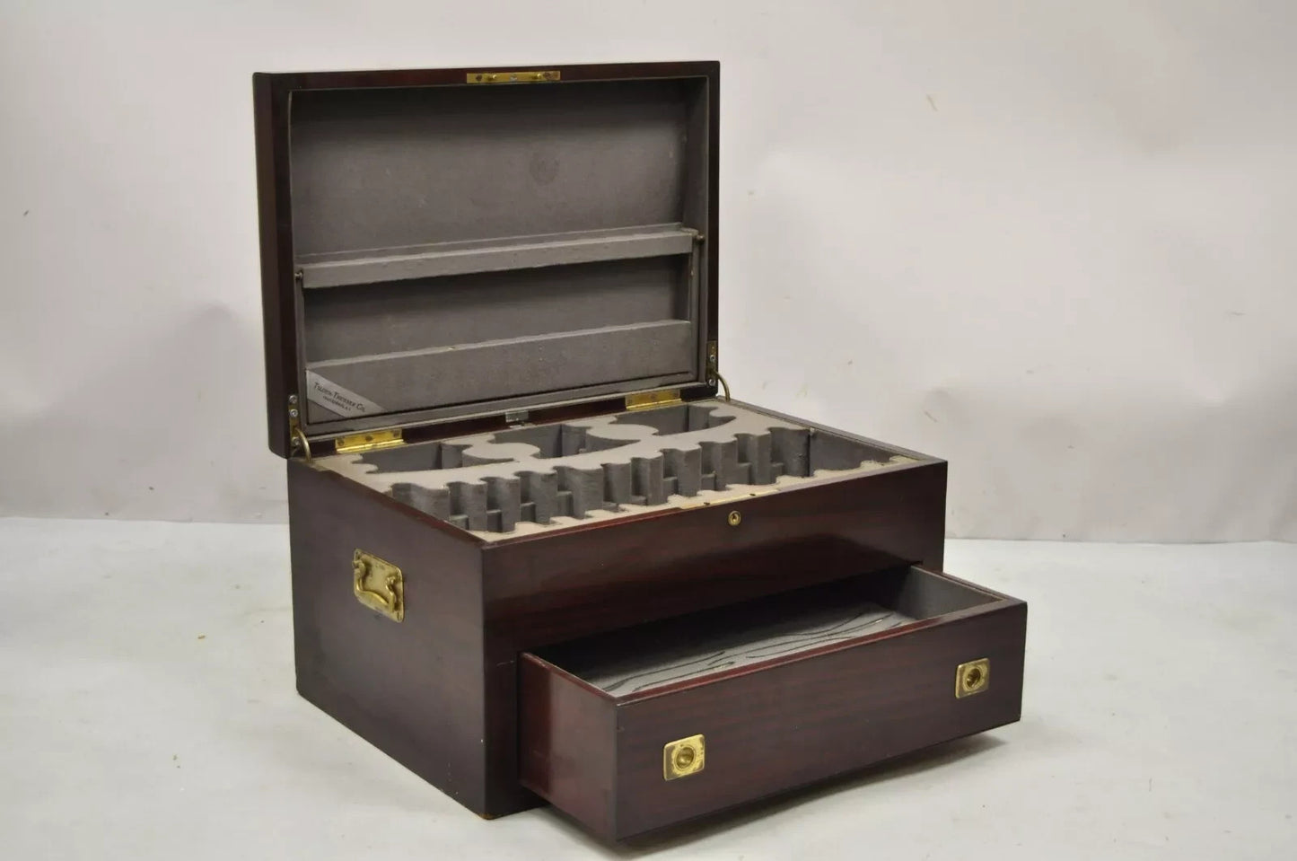 Antique English Regency Campaign Chest Flatware Silverware Box Tilden - Thurber