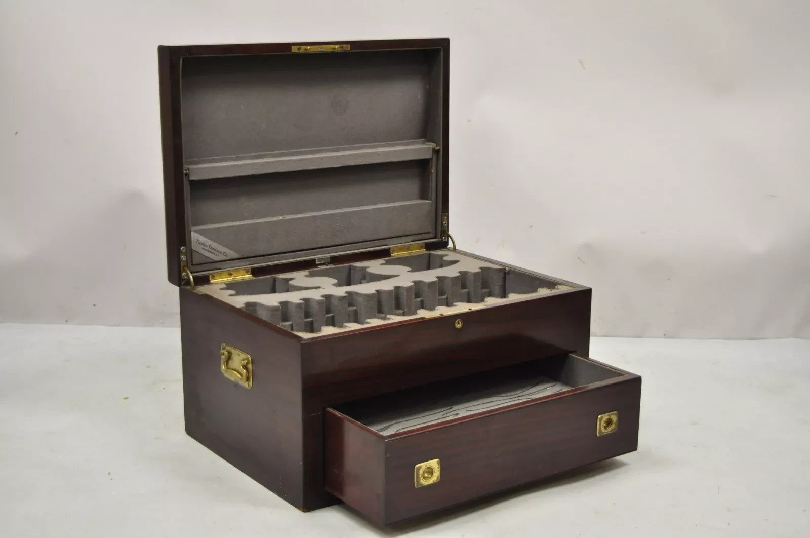 Antique English Regency Campaign Chest Flatware Silverware Box Tilden - Thurber