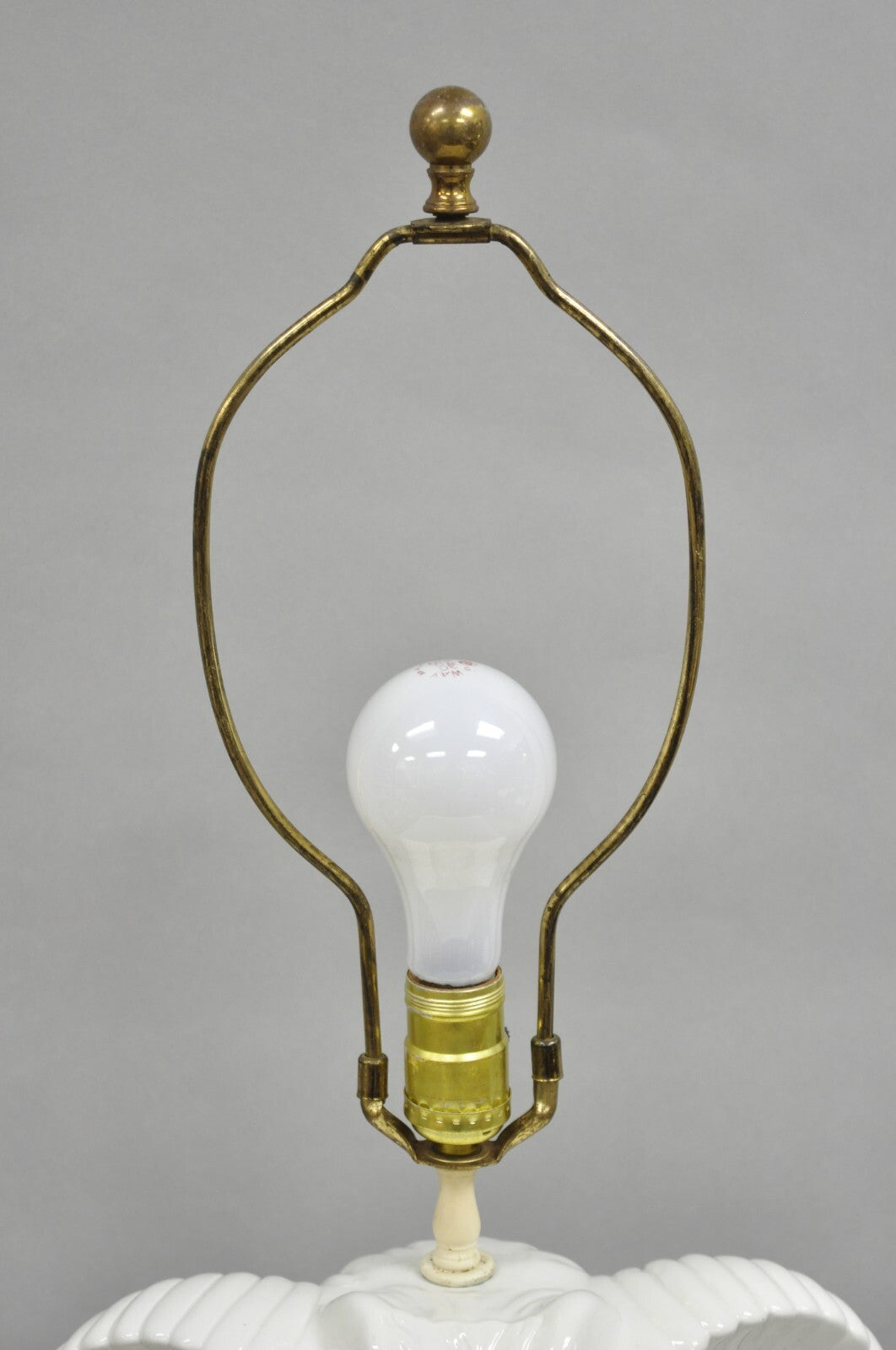Vintage Chapman Neoclassical Rams Head White Porcelain Blanc de Chine Table Lamp