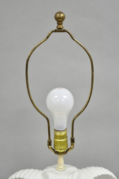 Vintage Chapman Neoclassical Rams Head White Porcelain Blanc de Chine Table Lamp