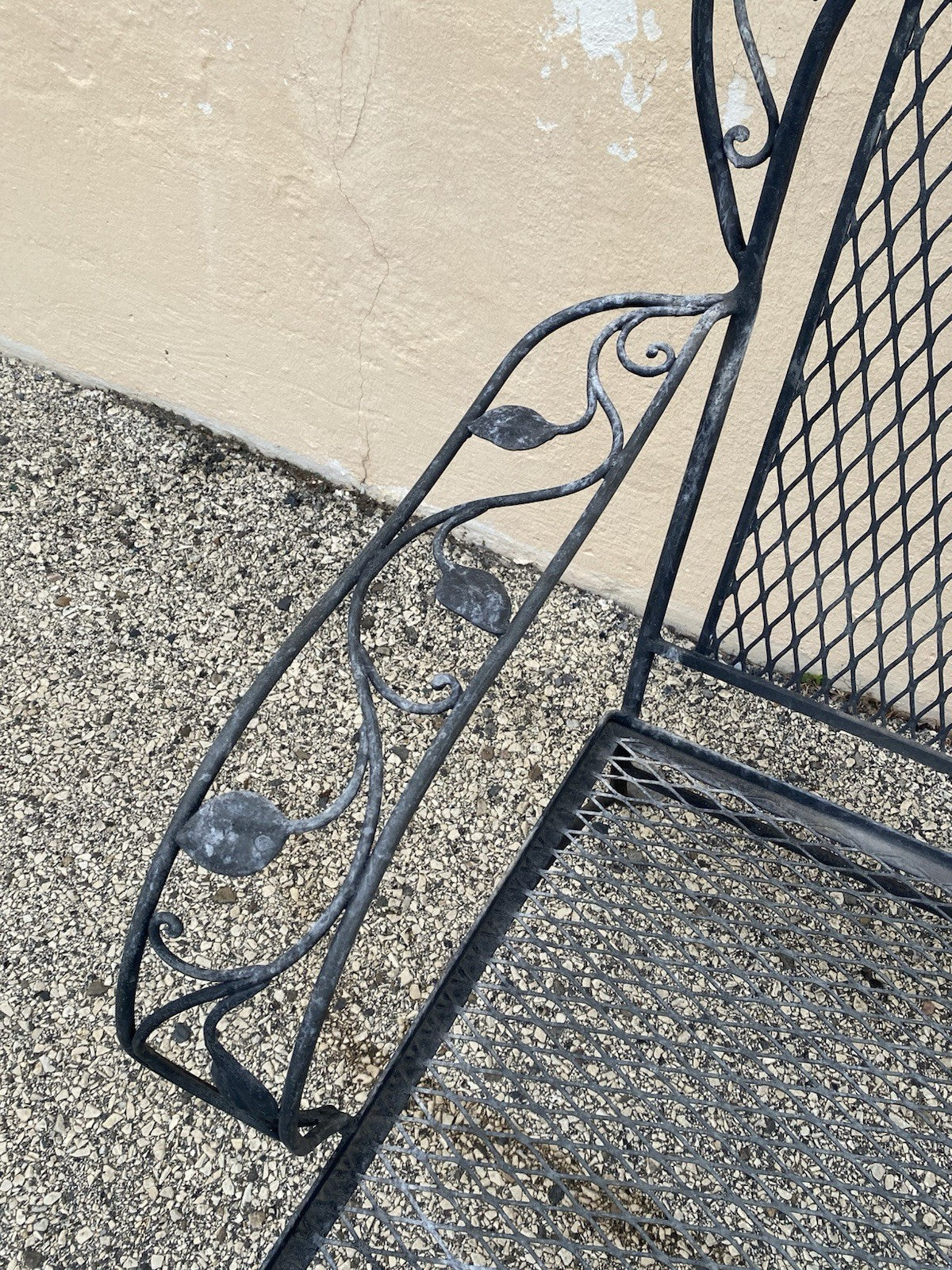 Vintage Salterini Art Nouveau Wrought Iron Garden Patio Sofa Chair Set - 4 Pcs