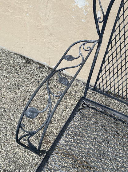 Vintage Salterini Art Nouveau Wrought Iron Garden Patio Sofa Chair Set - 4 Pcs