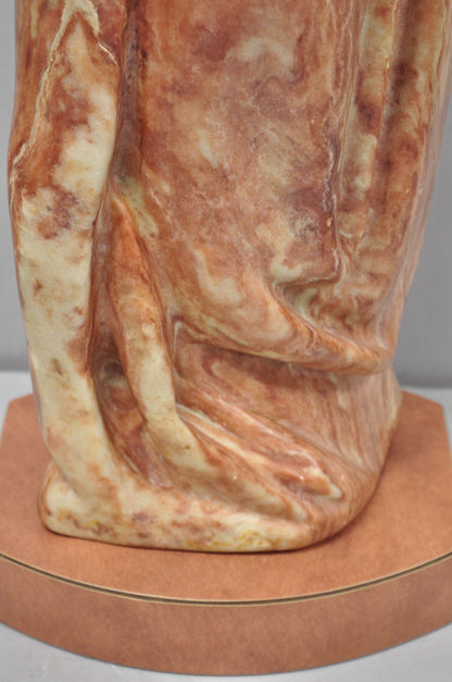 Vintage Seymour Shuren Modern Carved Pink Marble Tall Woman Figure Sculpture