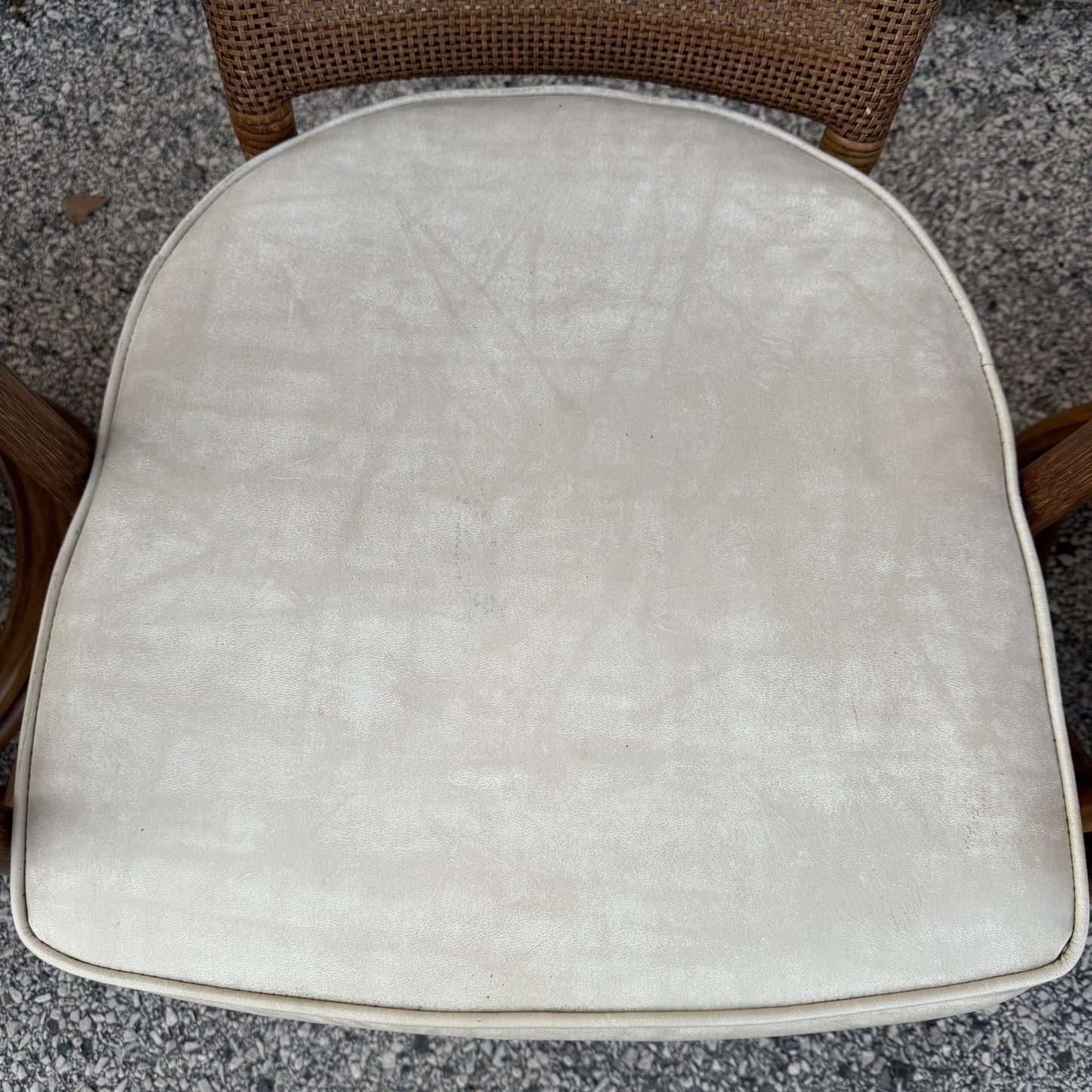 Vintage Hollywood Regency Bentwood Rattan Bamboo Swivel Chair Dining Set - 5 Pcs