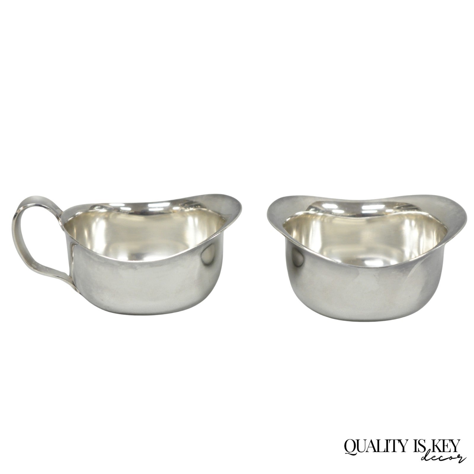 Vintage Carl Cohr Denmark Mid Century Modern Silver Plated Creamer & Sugar Bowl