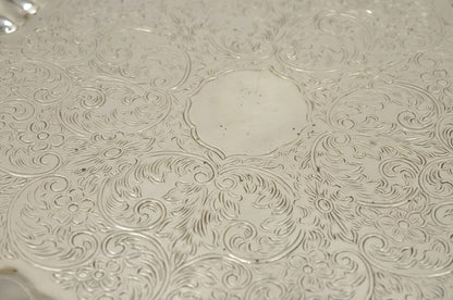 Victorian Ornate Silver Plated Twin Handle Scalloped Bar Serving Platter Tray