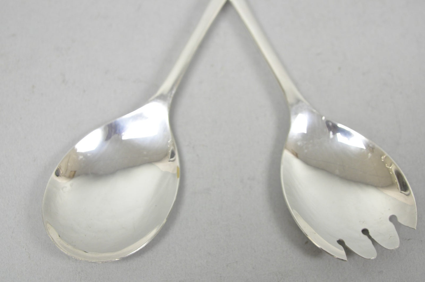 Vintage Sheffield England Modern Silver Plated Salad Serving Set Fork & Spoon
