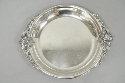 Vintage Wallace Baroque Silver Plated Round Twin Handle Serving Platter Bar Tray
