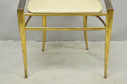 Vintage Italian Hollywood Regency Sculptural Brass Chiavari Style Accent Chair