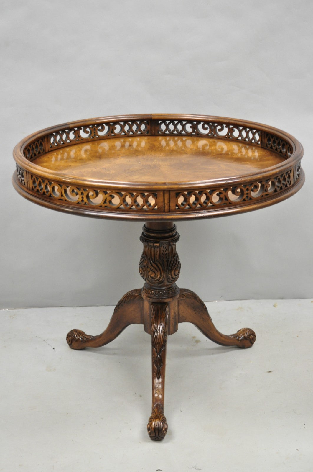Georgian Chippendale Fretwork Gallery Round Mahogany Occasional Side Table