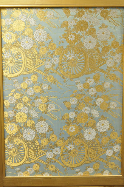 Vintage Chinoiserie Lattice Fretwork 4 Panel Gold Folding Screen Room Divider