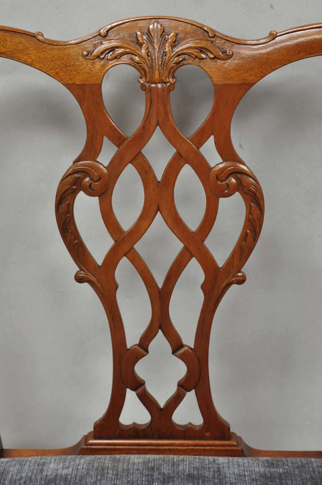 Antique Chippendale Style Mahogany Carved Fretwork Dining Chairs - Set of 10