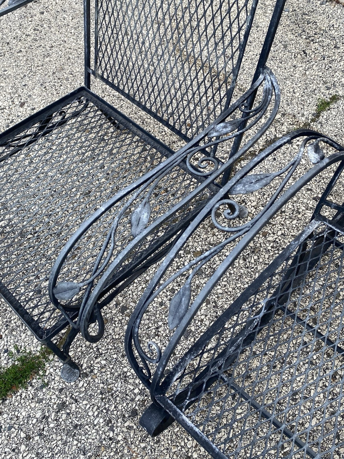 Vintage Salterini Art Nouveau Wrought Iron Garden Patio Sofa Chair Set - 4 Pcs