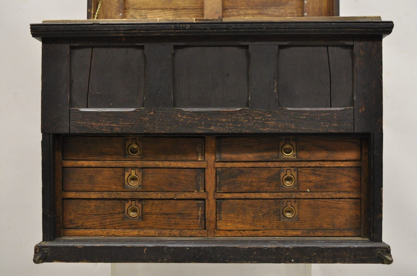 Antique Mission Arts & Crafts Oak Wood Carpenters Tool Chest Cabinet w/ Drawers