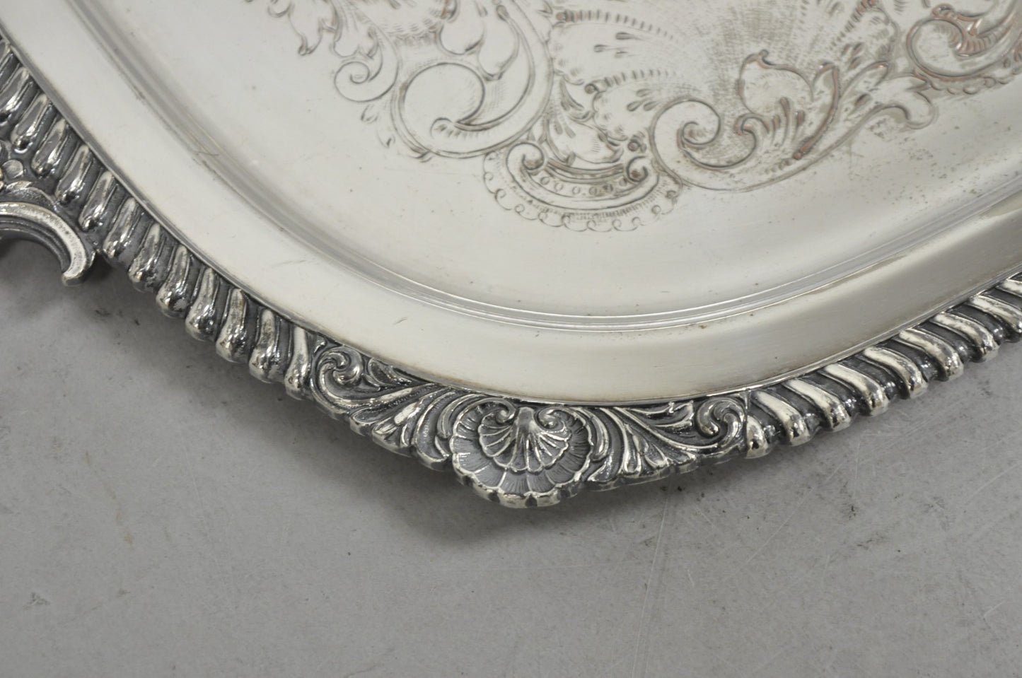 English Victorian Silver Plated Twin Handle Butlers Serving Platter Bar Tray