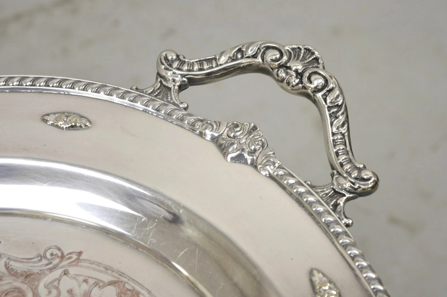 Vintage Rose Point by Wallace 24" Silver Plated Victorian Oval Bar Platter Tray